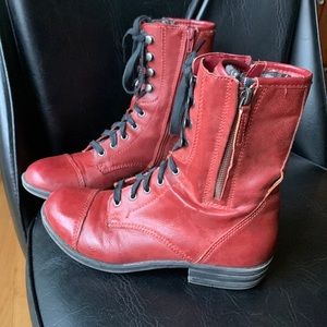 COPY - Dark red moto combat boots 7
